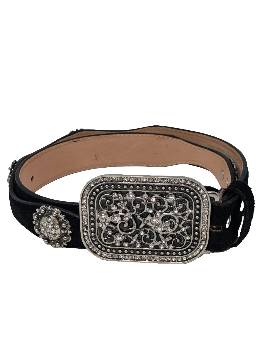 Heather Buckle Black Suede Belt, size 40 (adjustable)