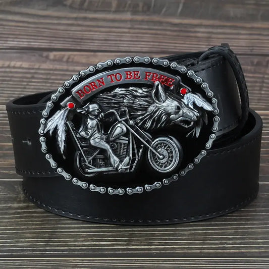 Motorcycle and Wolf Buckle