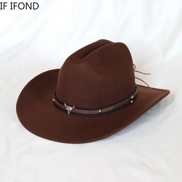 Vintage Western Cowboy Hat & Leather Brim