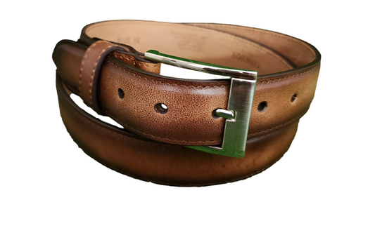 Brown Elegant and Plain Buckle & Authentic Men Leather Belt