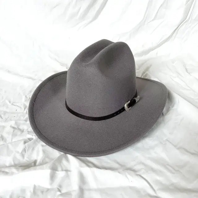 Vintage Western Cowboy Hat & Leather Brim