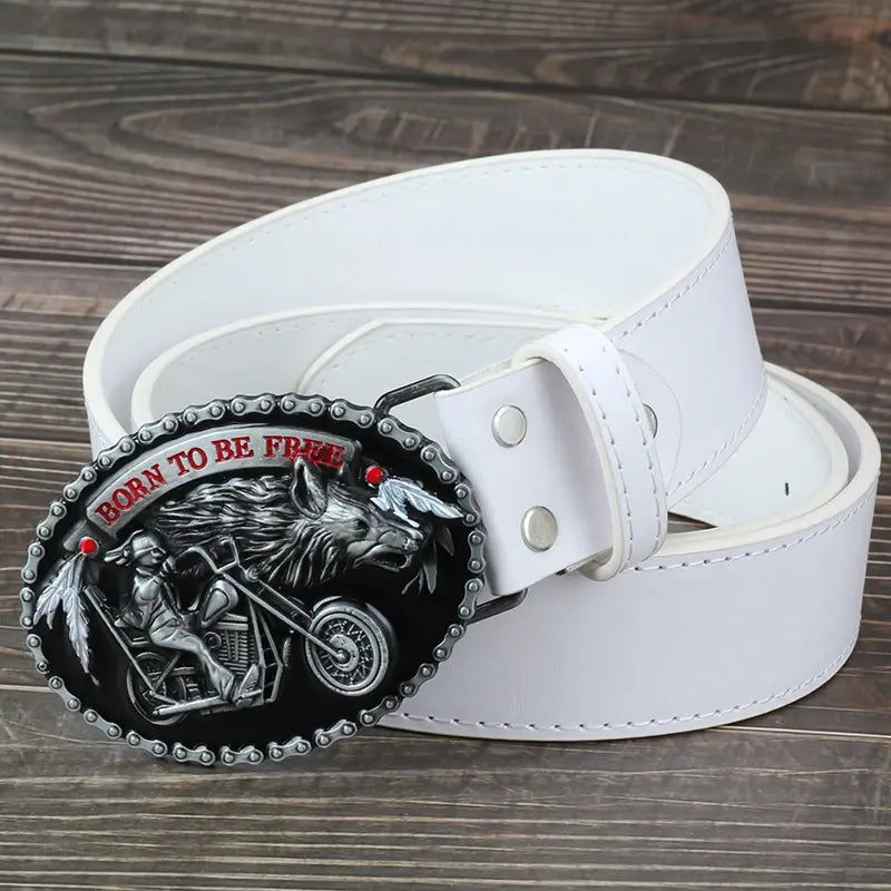 Motorcycle and Wolf Buckle